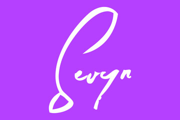 Sevyn Female Name Brush Typography White Color Text On Purple Background