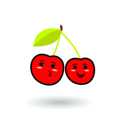 cherry cartoon cute face expression vector illustration