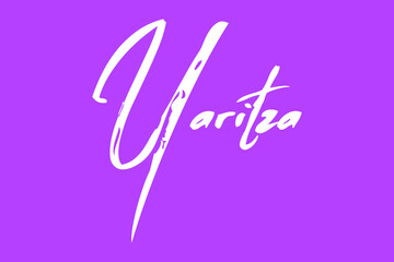  Yaritza. Female Name Brush Typography White Color Text On Purple Background