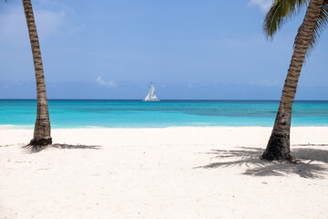 Catamaran sailing through Caribbean waters