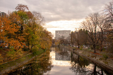 Landscape from a bridge above the Spree river in Berlin Germany