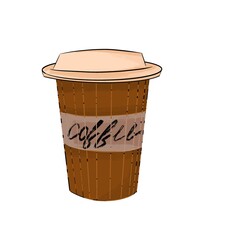 A glass of coffee. Digital drawing. Coffee to go.