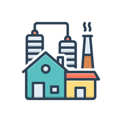 Color illustration icon for industry