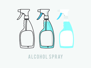 Anti-Bacterial Sanitizer Spray, Hand Sanitizer Dispenser, infection control concept. Sanitizer to prevent colds, virus, Coronavirus, flu. Spray bottle. Flat icon design