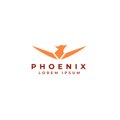 Phoenix flying fire bird vector abstract logo icon design template