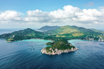Aerial view of Koh Tao, Samui Province, Thailand, South east Asia
