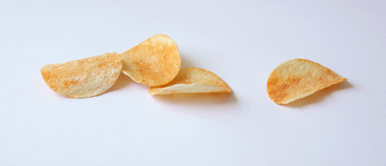 potato chips isolated on white background. snack