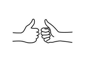 thumbs up and like icon vector. hand gestures from the outside and the inside view. right hand.