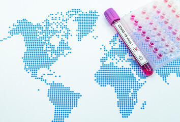 The concept of COVID-19 pandemic disease termination. PCR test and negative diagnosis of blood...