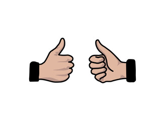 thumbs up and like icon vector. hand gestures from the outside and the inside view. right hand.