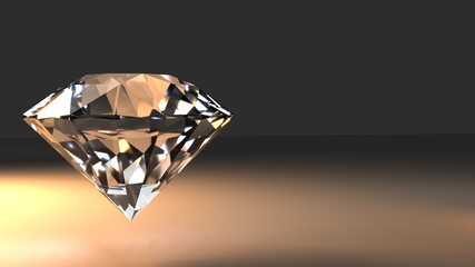 Diamond isolated on dark background. 3d rendered illustration in 8k resolution