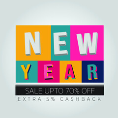 New year sale discount banner template Vector illustration
