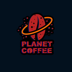 Planet Coffee Logo Design Vector