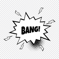 freehand drawn comic book speech bubble cartoon word bang.Sound bubble speech word cartoon expression sounds illustration