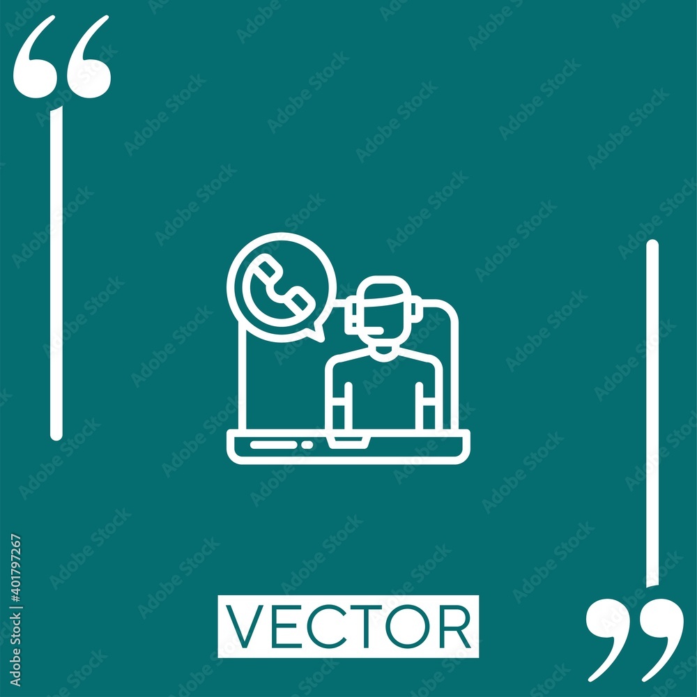 Poster call center vector icon Linear icon. Editable stroked line