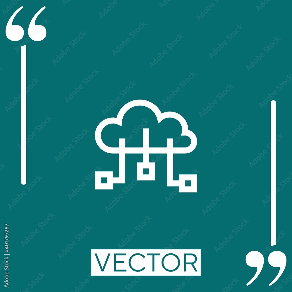 Poster cloud computing vector icon linear icon. editable stroked line