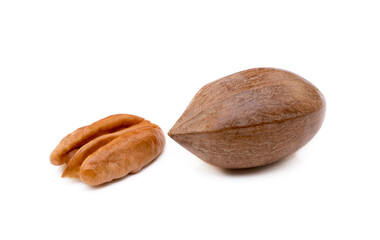 Fresh pecan nuts isolated on a white background