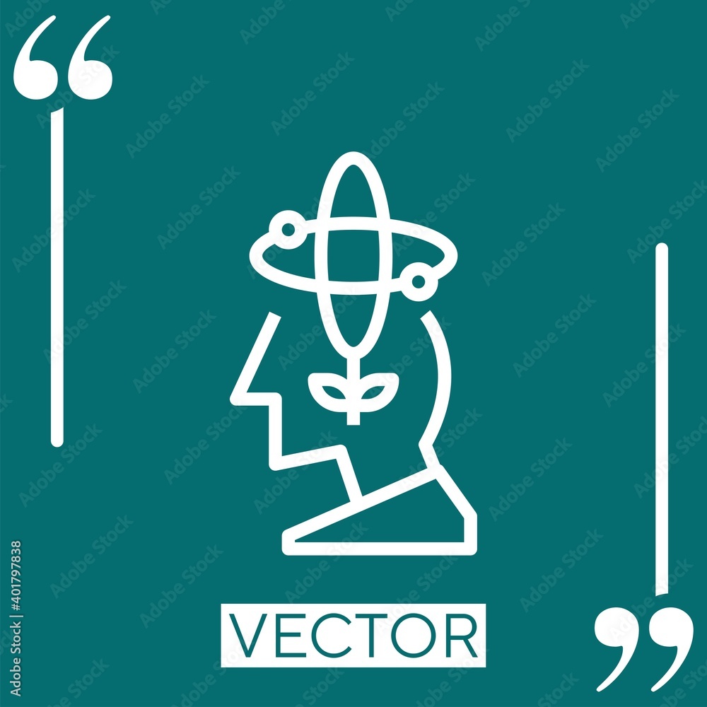 Poster brain process vector icon linear icon. editable stroke line