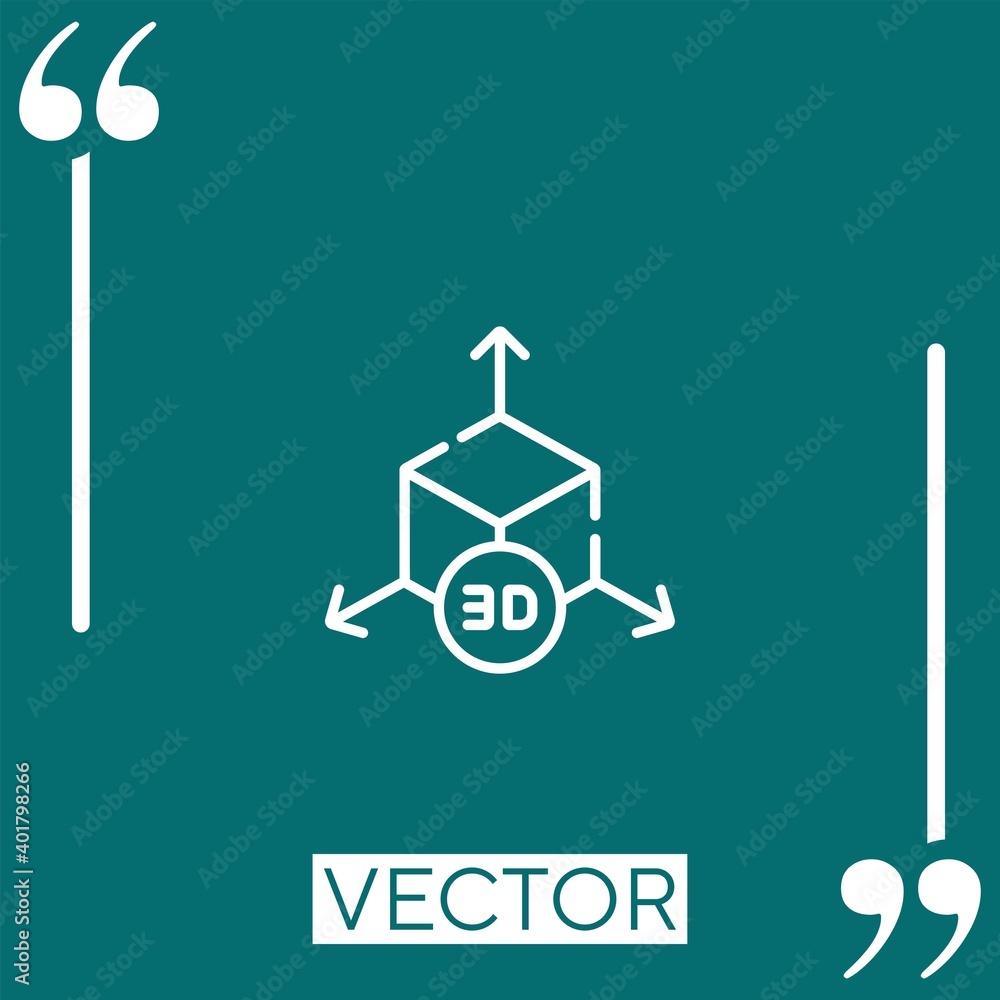 Poster d model vector icon linear icon. editable stroke line