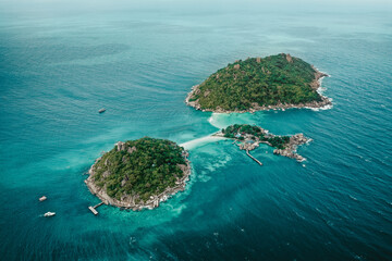 Aerial view of Koh Nang Yuan, in Koh Tao, Samui province, Thailand, south east Asia