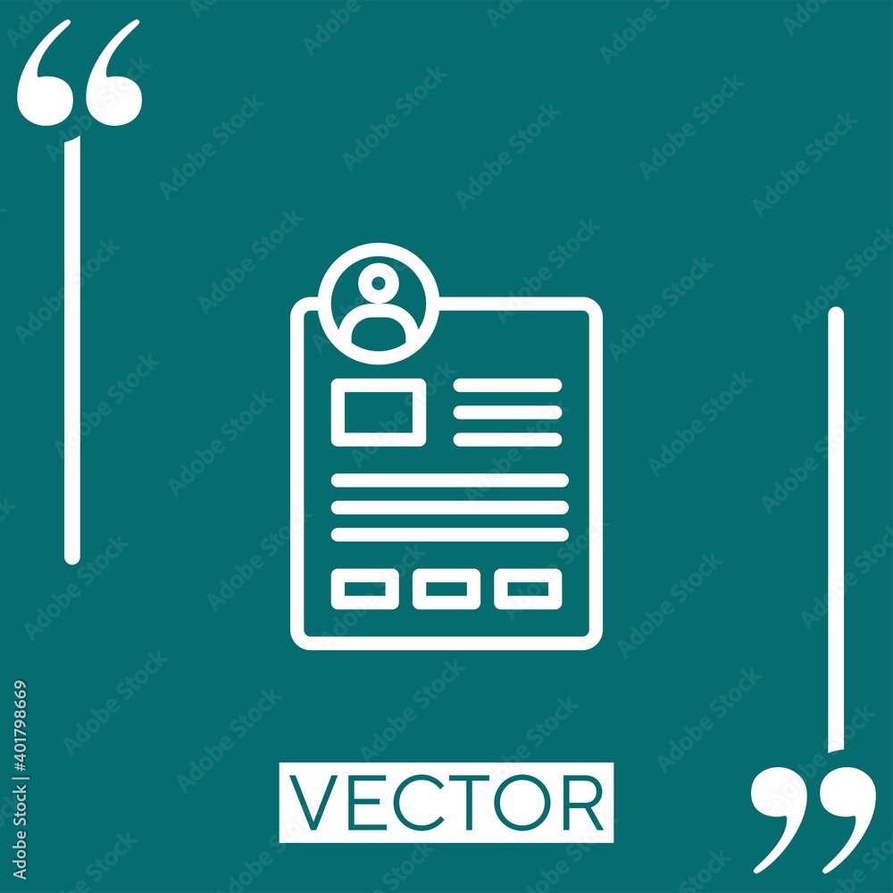 Poster profile vector icon linear icon. editable stroke line