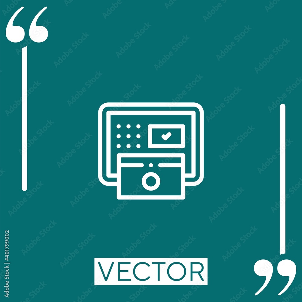 Poster atm machine vector icon Linear icon. Editable stroke line