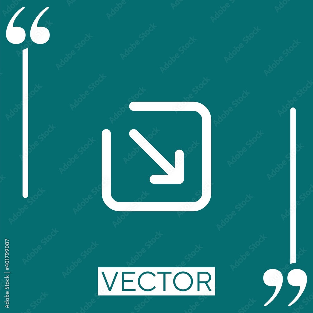 Poster diagonal arrow vector icon linear icon. editable stroke line