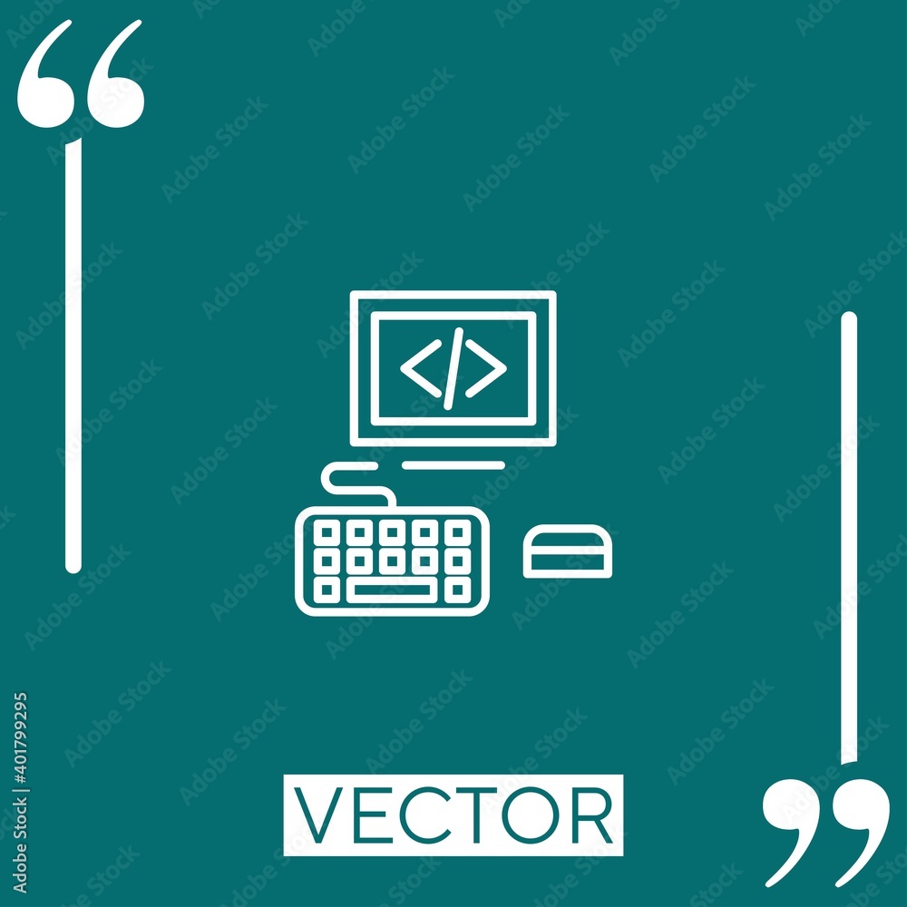 Poster computer vector icon linear icon. editable stroke line