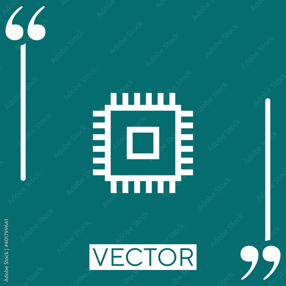 Poster cpu vector icon linear icon. editable stroke line