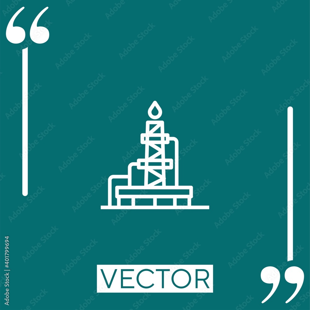 Poster drilling rig vector icon linear icon. editable stroke line