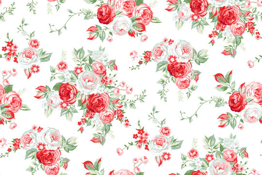 Seamless pattern with vintage roses