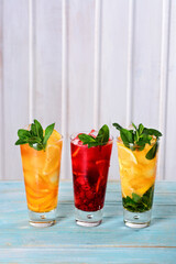 Fresh fruit and berries lemonade 