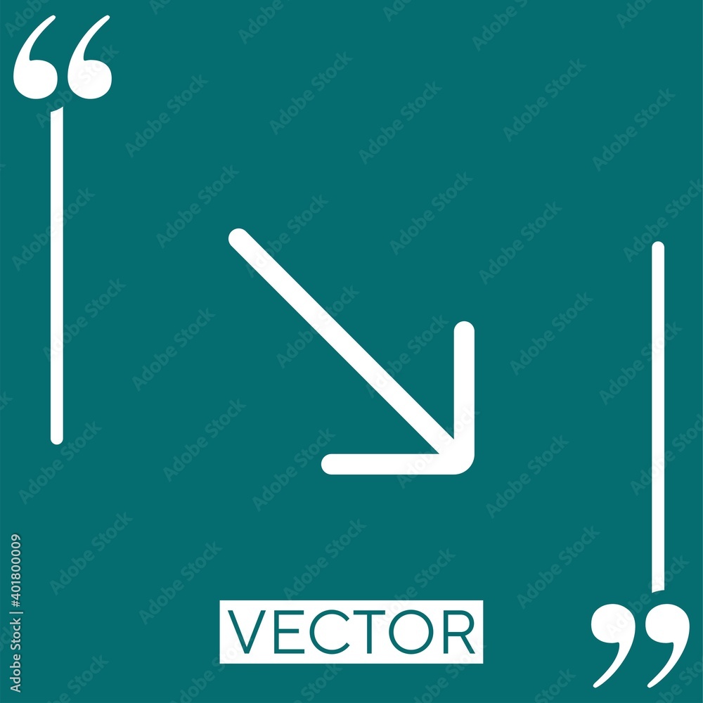 Poster diagonal arrow vector icon linear icon. editable stroke line