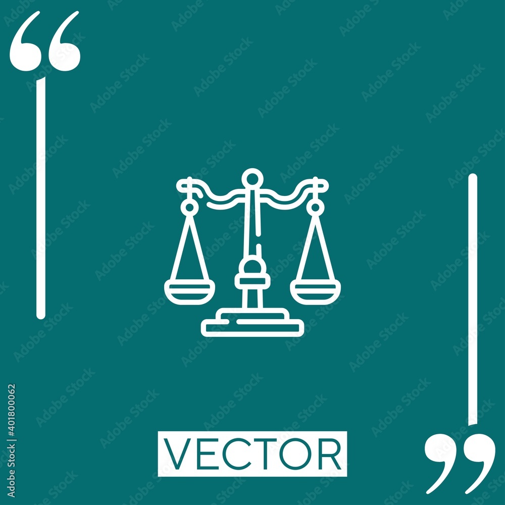 Poster justice scale vector icon linear icon. editable stroke line