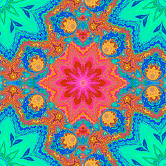 Multicolored seamless ornament for fabrics and interiors.