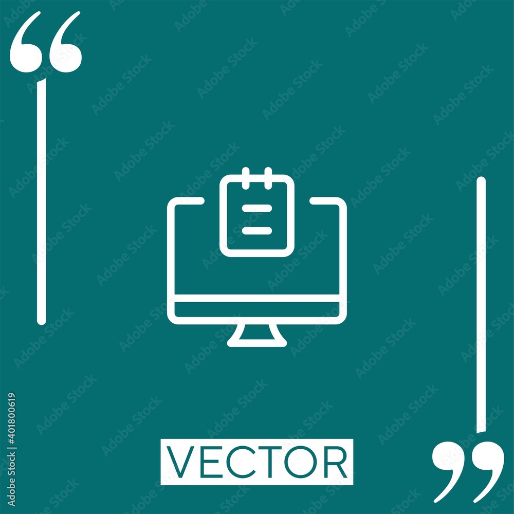 Poster desktop computer vector icon linear icon. editable stroke line