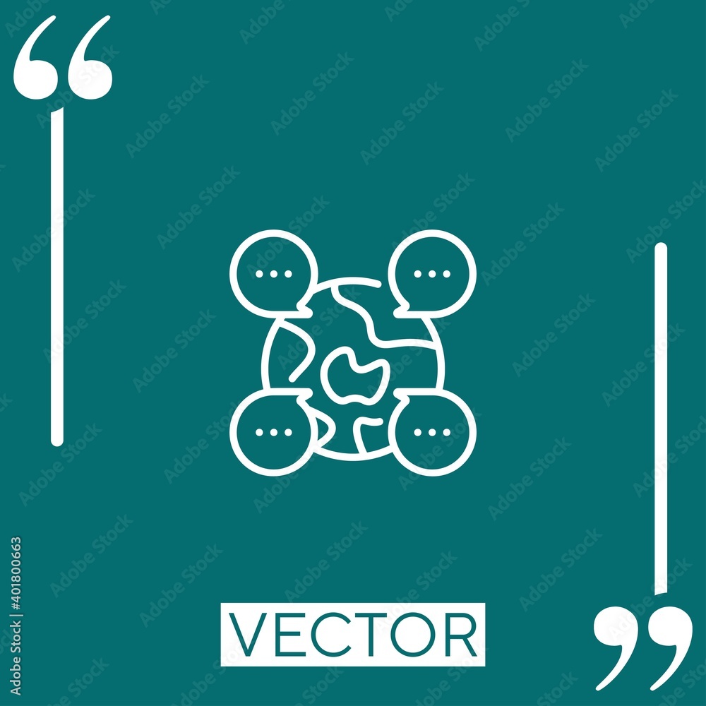 Poster global vector icon linear icon. editable stroke line