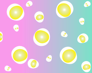pink mint yellow background scrambled eggs 
omelette Print