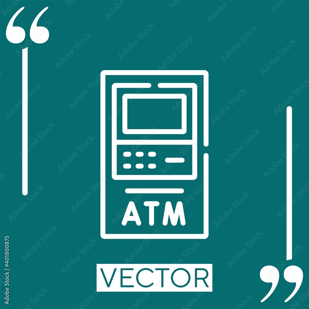 Poster atm machine vector icon Linear icon. Editable stroke line