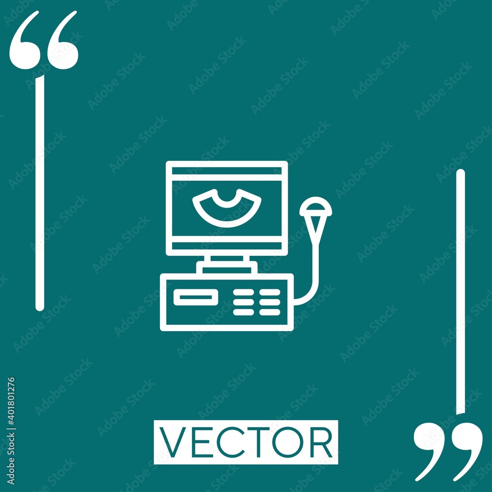 Poster ultrasound machine vector icon linear icon. editable stroke line
