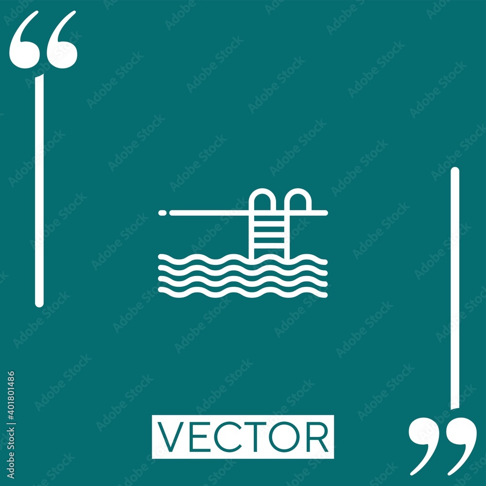 Poster swimming pool vector icon linear icon. editable stroke line