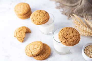 Fresh sweet healthy oatmeal cookies with oats