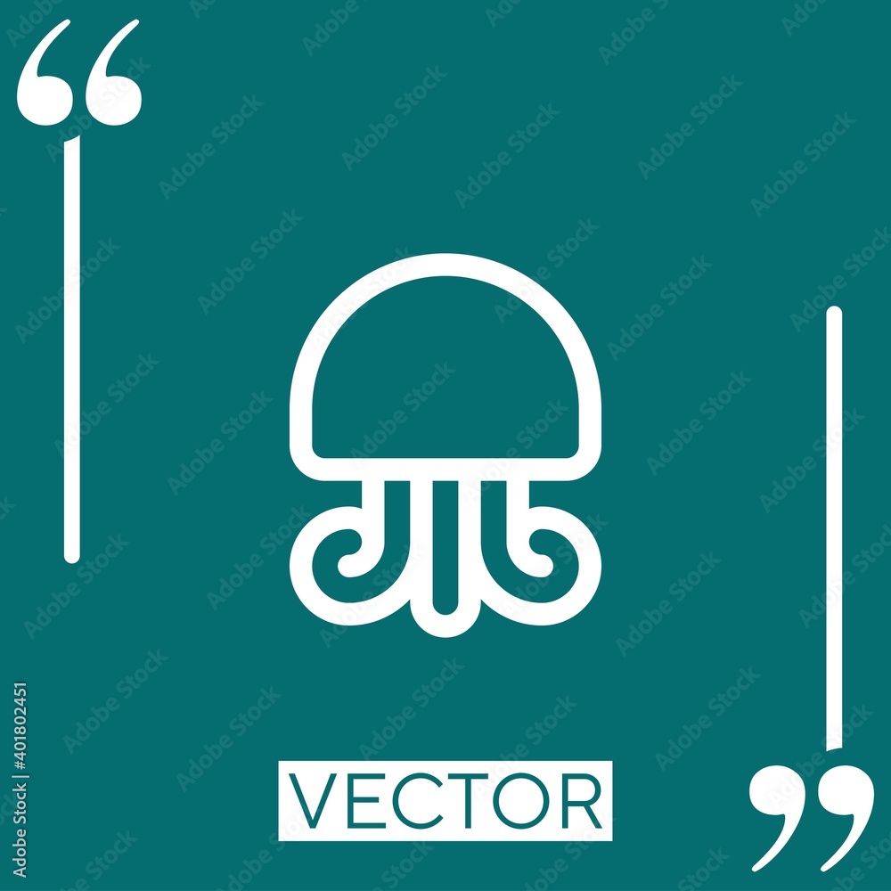 Poster jellyfish vector icon linear icon. editable stroke line