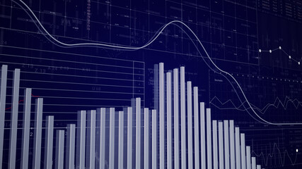 3D Bar Charts.Business growing up and down bars.HUD diagram technological intro. Business and finance stock market background.Bright and beautiful 3D render.Good for infographic projects and intro.