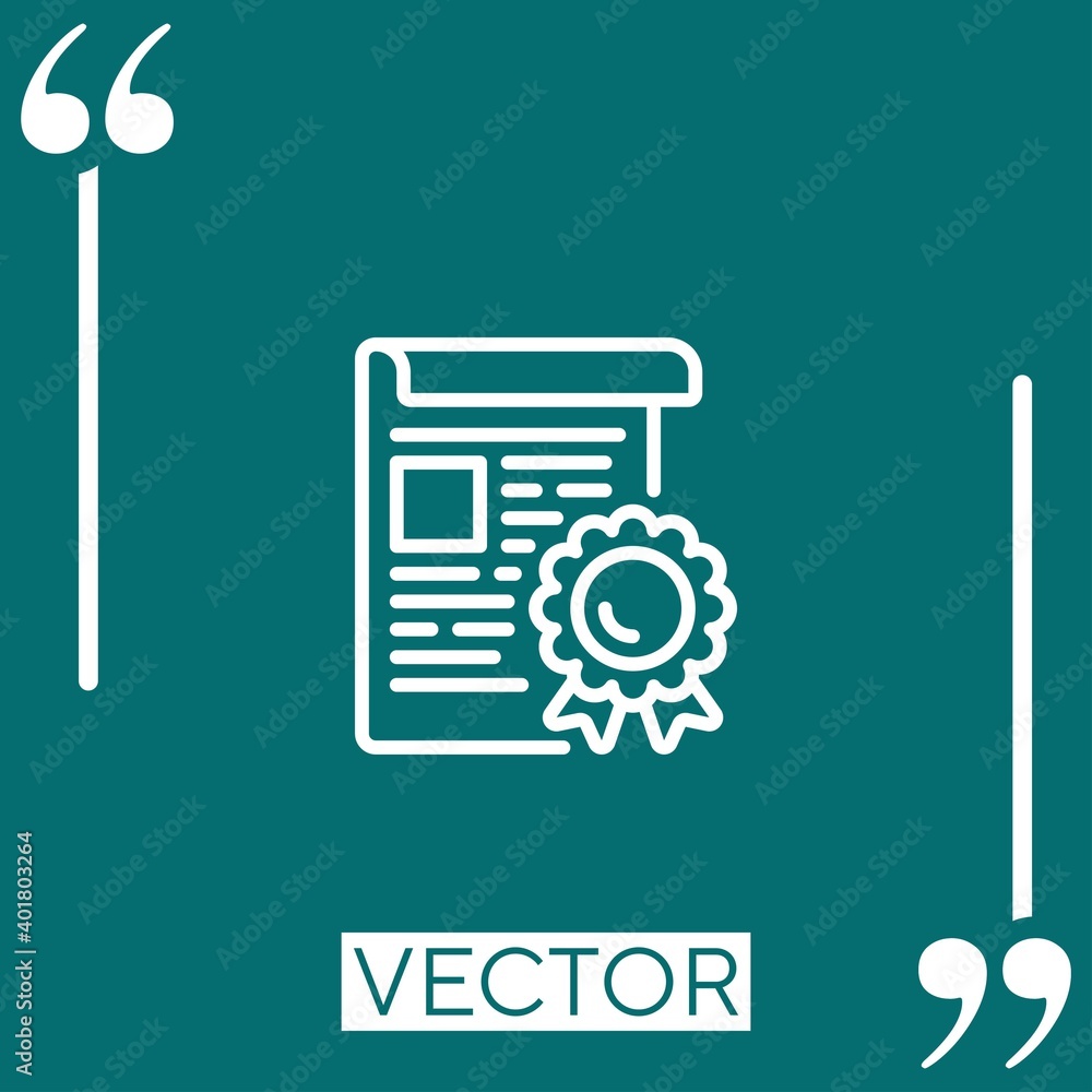 Poster certificate vector icon linear icon. editable stroke line