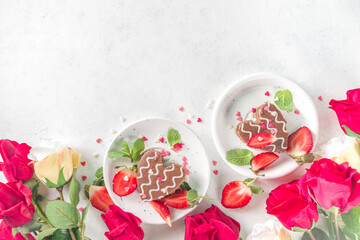 Fototapeta na wymiar Valentines day chocolate cakes