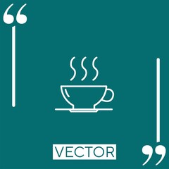 hot coffee cup and plate vector icon Linear icon. Editable stroke line