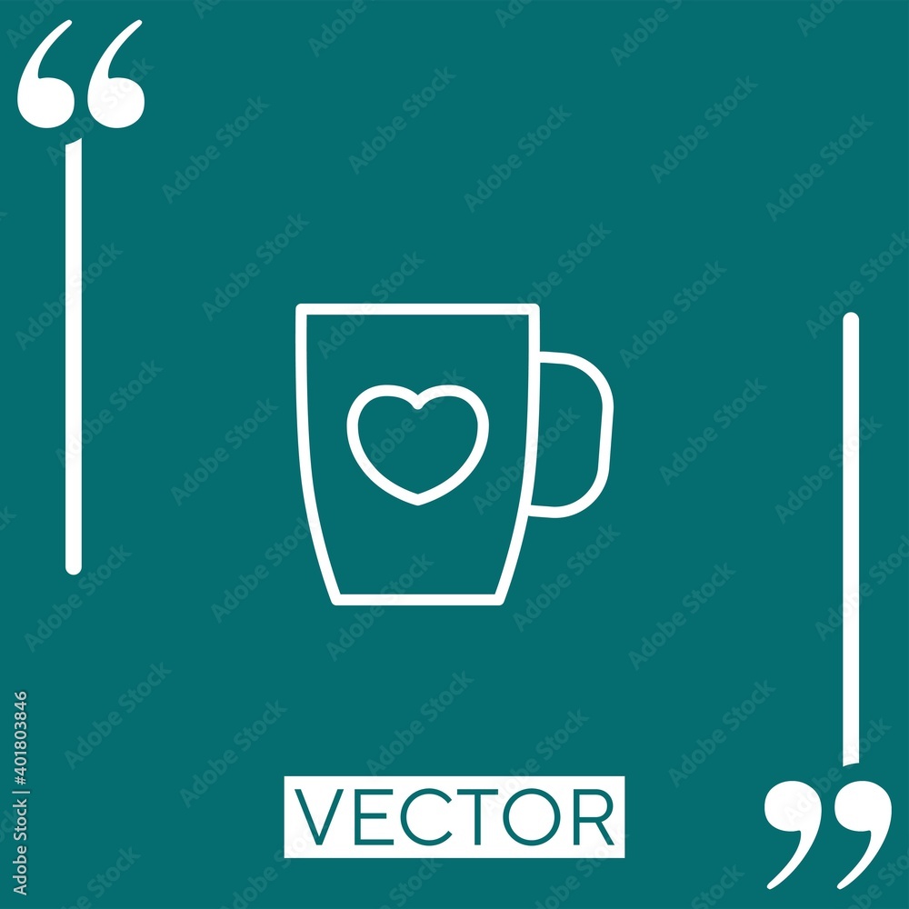 Poster mug with heart vector icon linear icon. editable stroke line