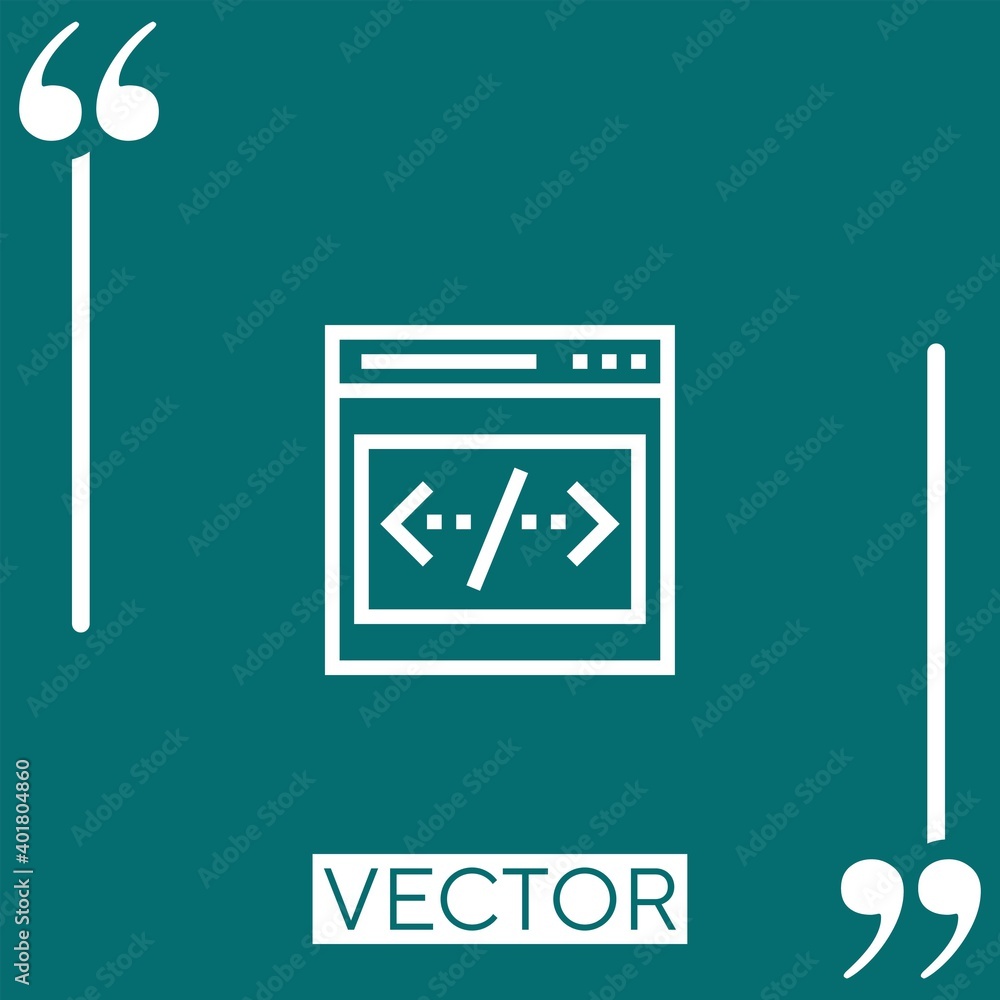 Poster coding vector icon linear icon. editable stroke line
