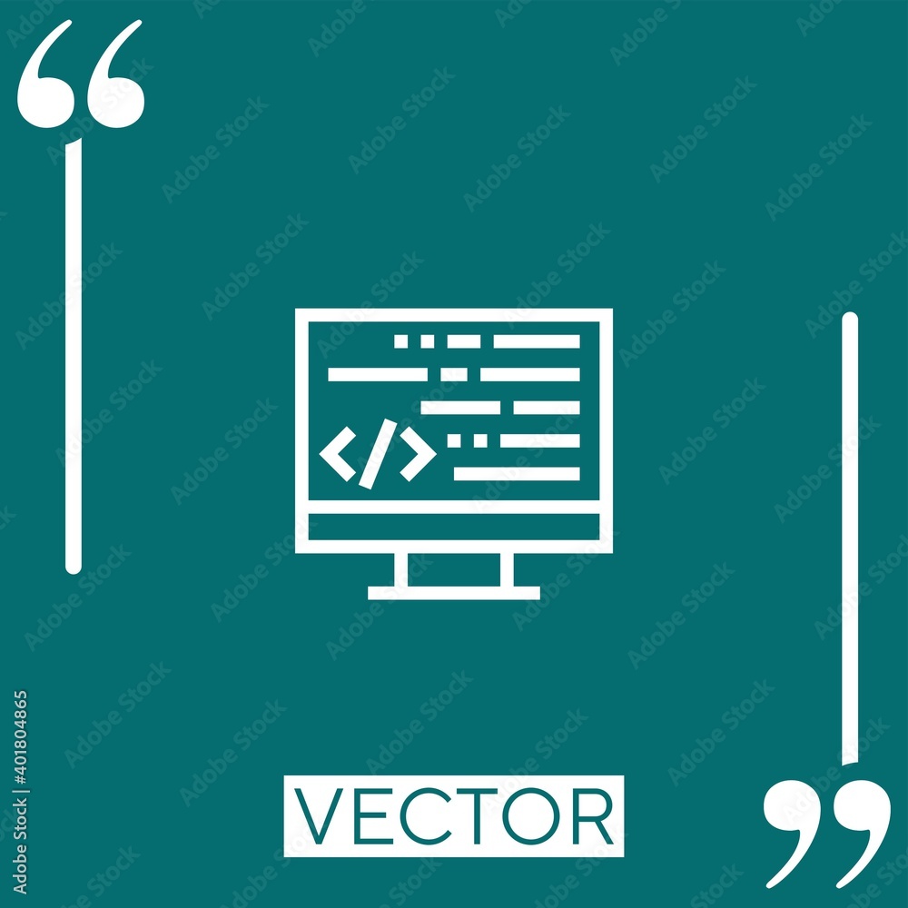 Poster coding vector icon linear icon. editable stroke line